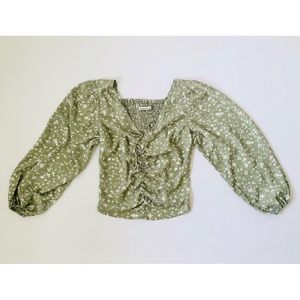 Abercrombie & Fitch Long Sleeve Cinched Front Top